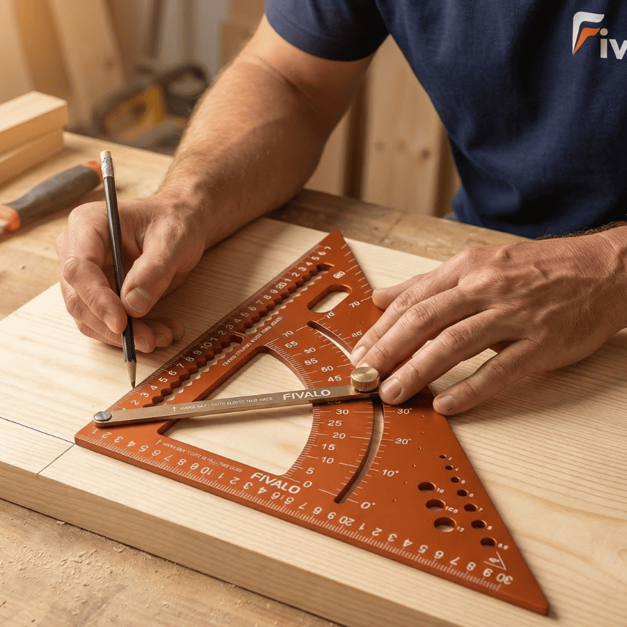 Fivalo™ Precision 7-in-1 Carpenter Layout Square – multi-function woodworking layout tool