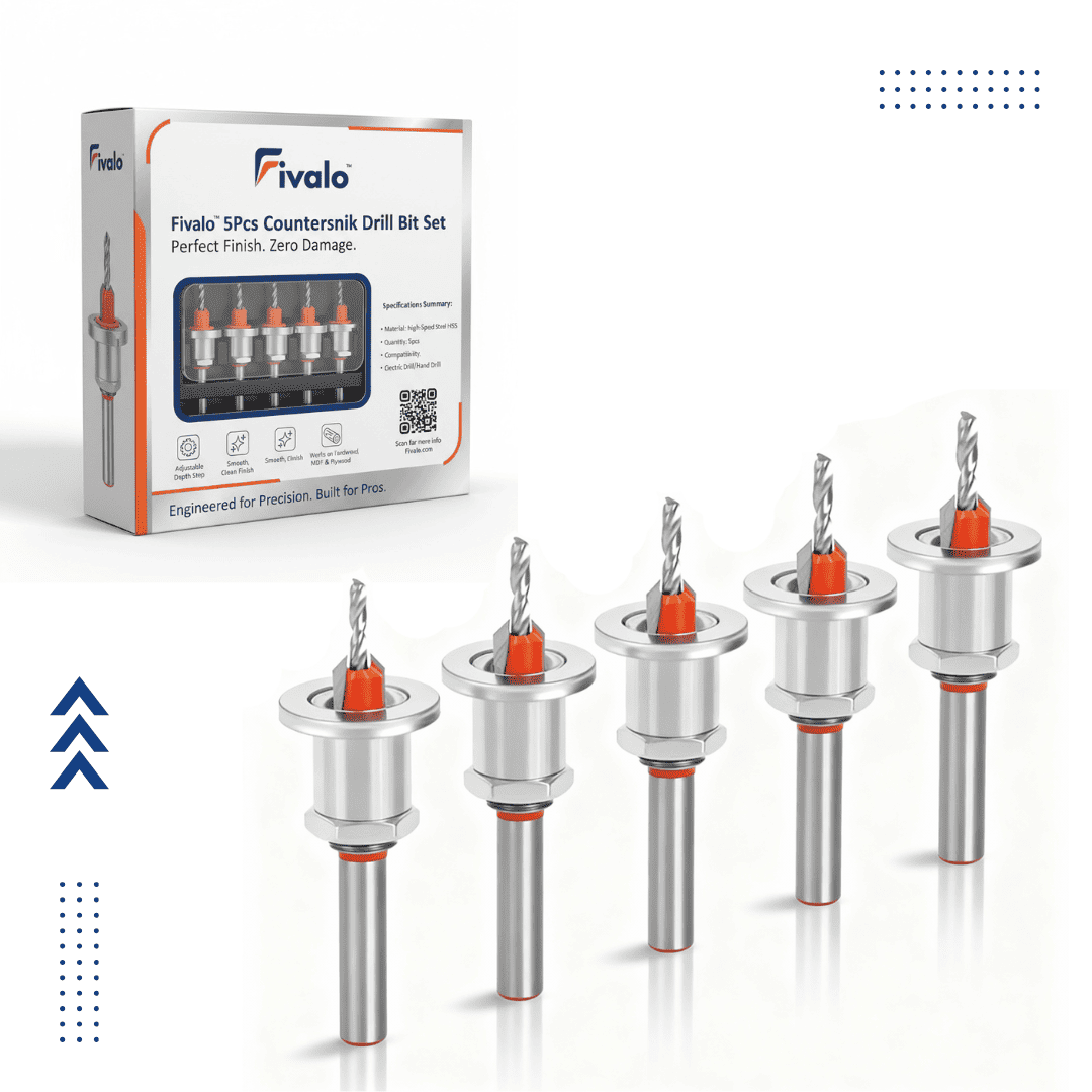 Set De 5 Forets à Fraiser Métal HSS 82° - 1877793 - Coffret Rangement - Neuf