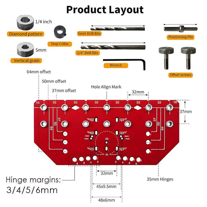Fivalo™ Precision 2-in-1 Shelf Pin & Concealed Hinge Jig