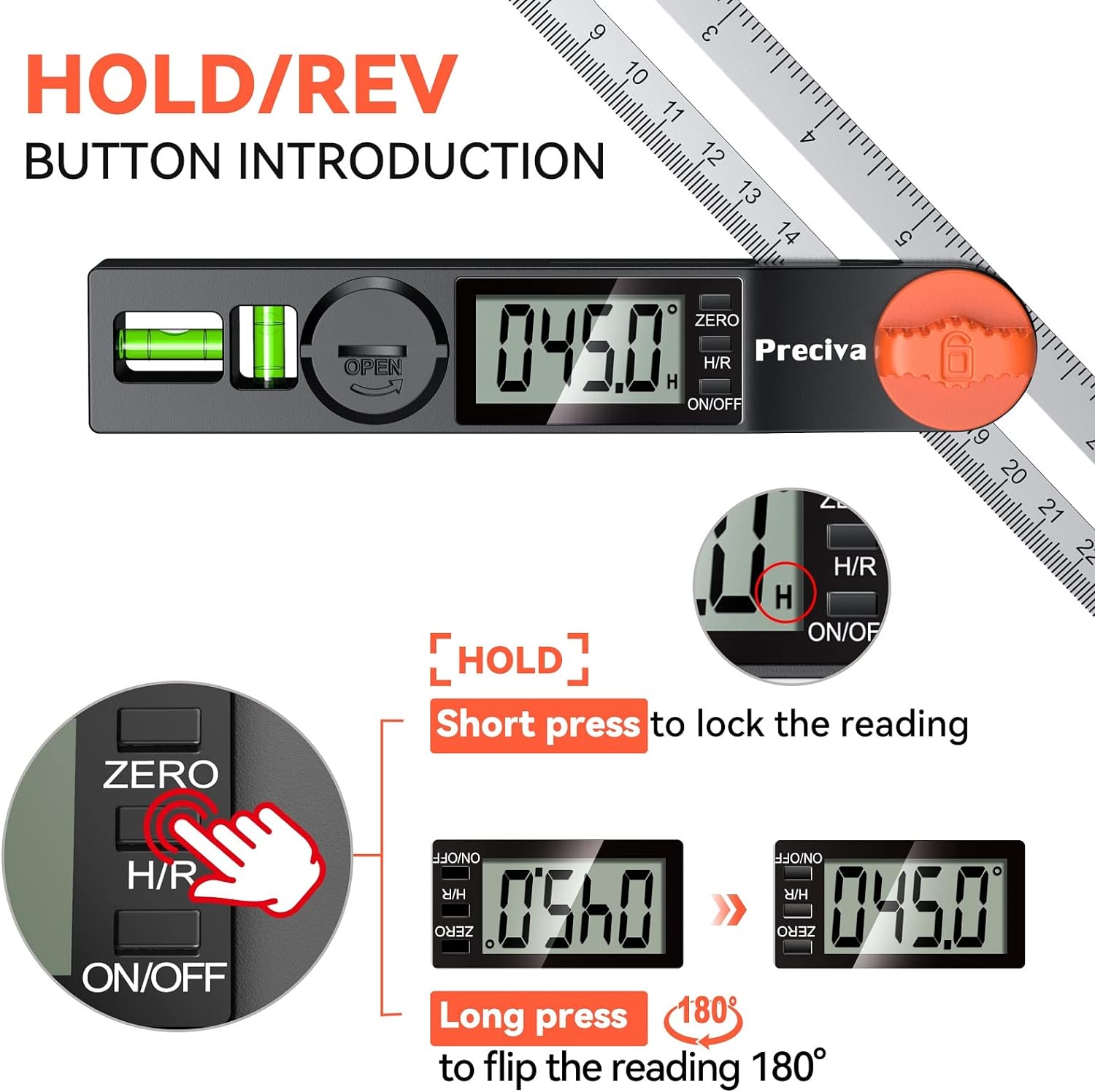 Fivalo™ Rapporteur d'angle numérique 0-360 degrés