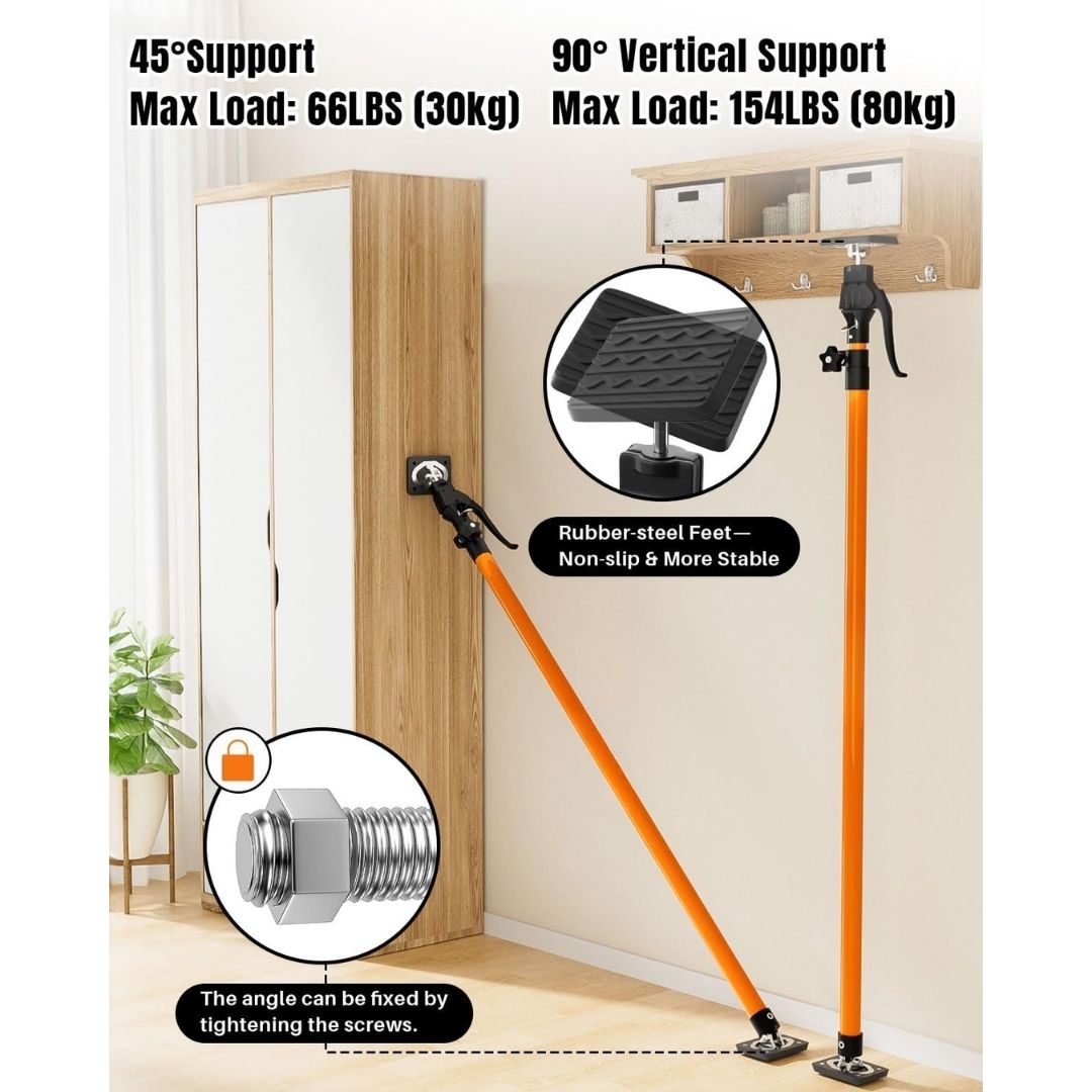 Third Hand Tool – Adjustable Cabinet Jack Support Pole (49.2"–114.2" / 125–290 cm)