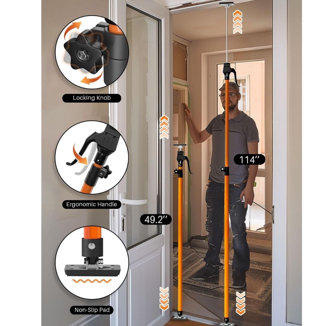 Third Hand Tool – Adjustable Cabinet Jack Support Pole (49.2"–114.2" / 125–290 cm)
