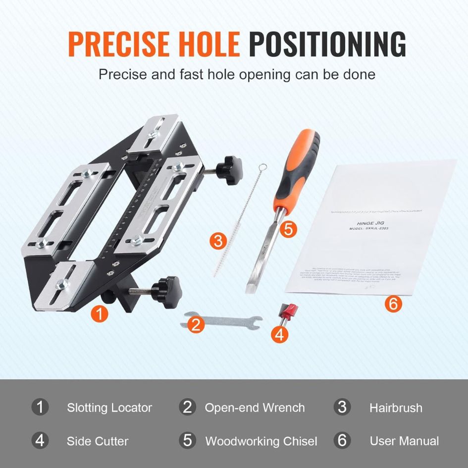 Fivalo™ Door Hinge Jig – Precision Self-Clamping Router Template for Accurate Door Hinge Mortising