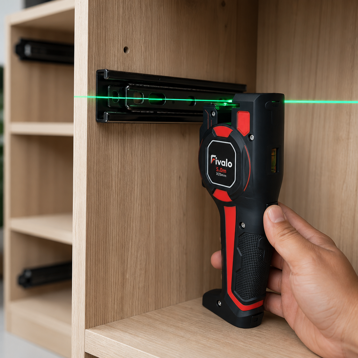 Fivalo™ 3-i-1 laserafstandsmåler med målebånd