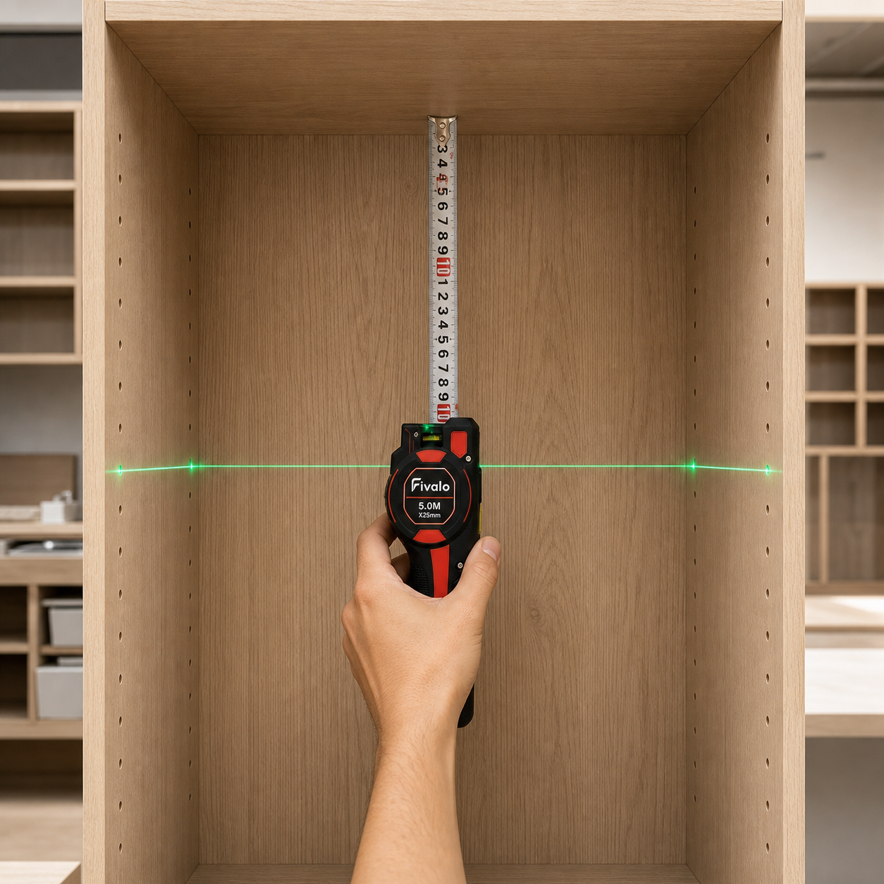 Fivalo™ 3-i-1 laserafstandsmåler med målebånd
