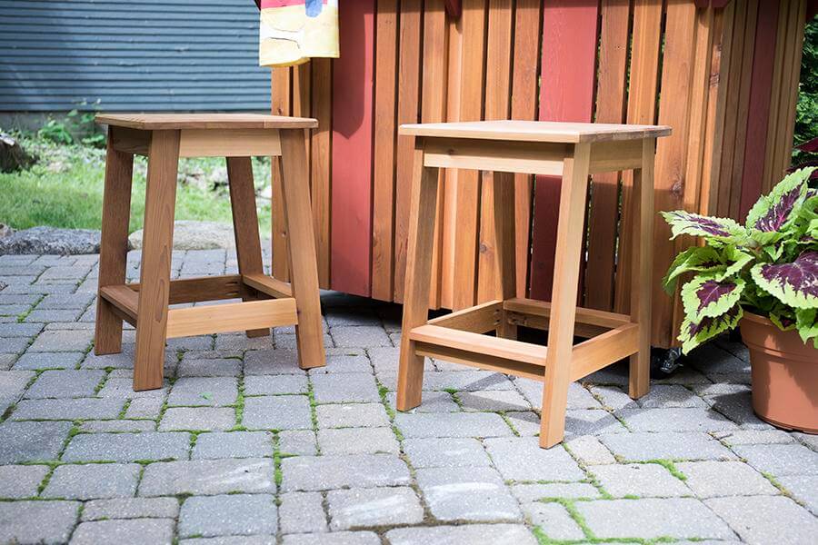 Outdoor Bar Stool DIY Plan Metric – finished handmade outdoor bar stool build