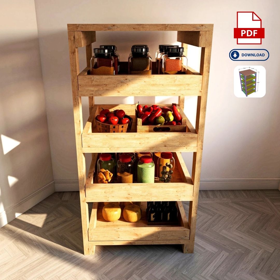 DIY Canning Jar Cabinet Woodworking Plan – pantry storage cabinet build guide PDF