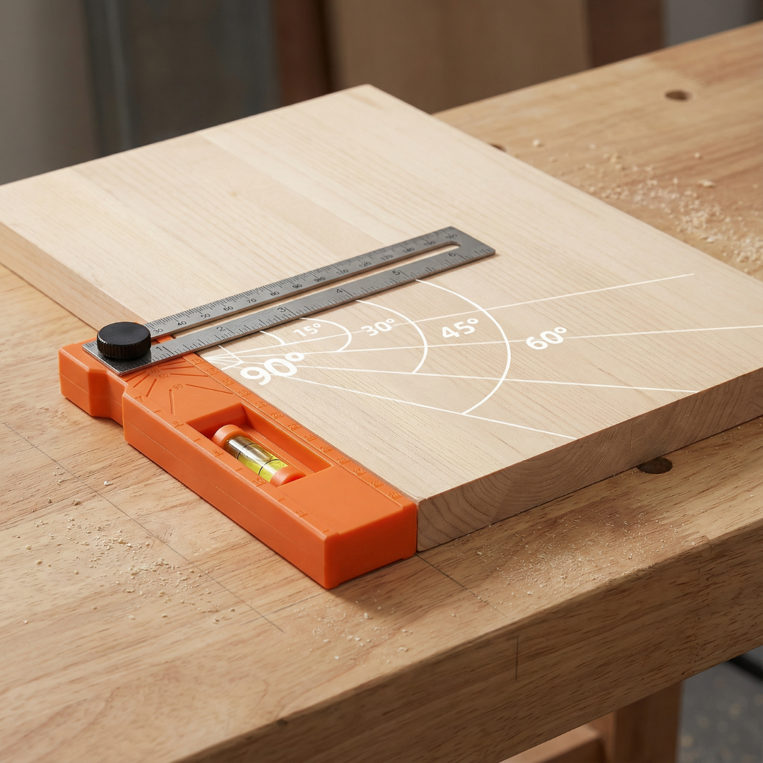 Setting table saw blade height using Fivalo depth gauge tool.