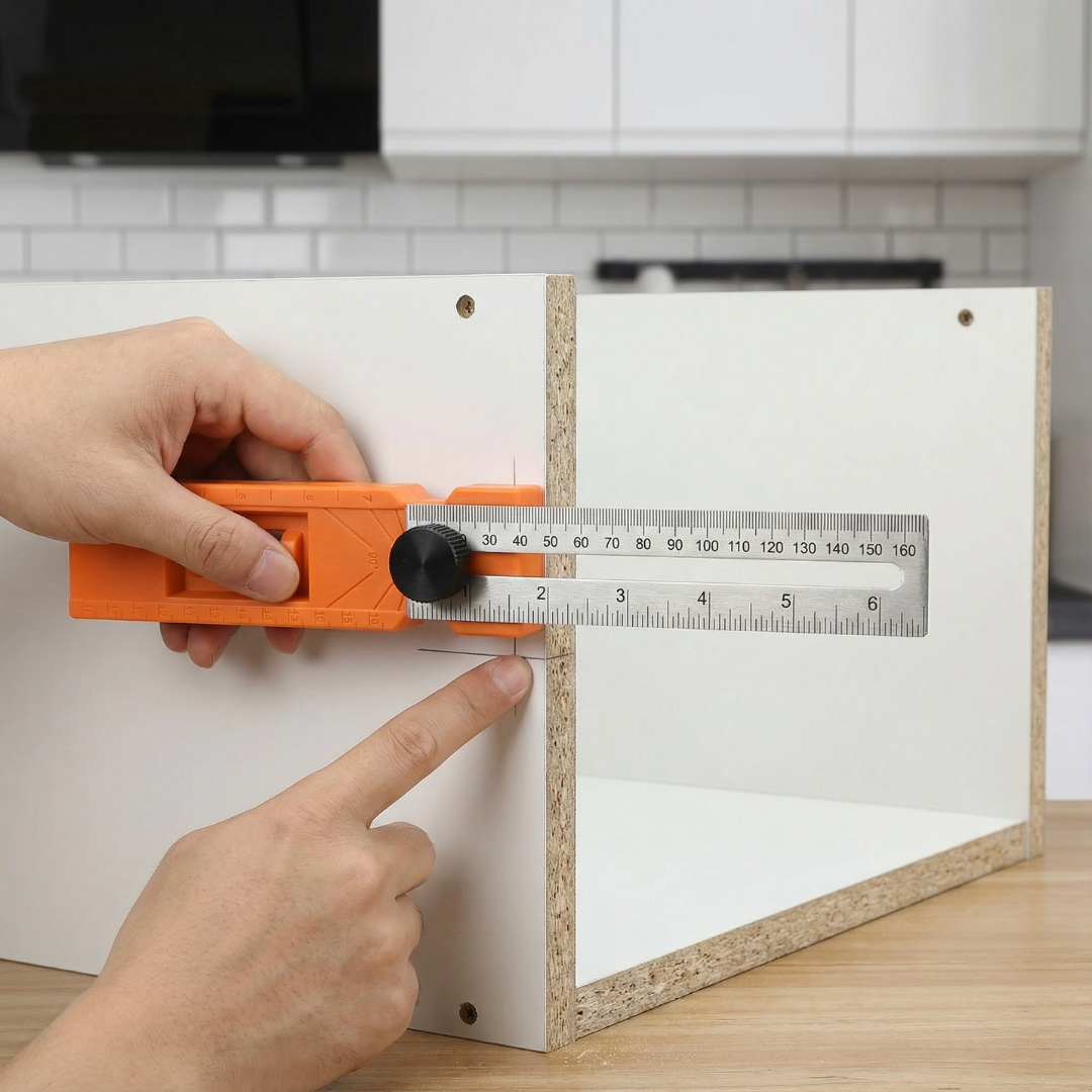 Checking vertical plumb with Fivalo multi-gauge bubble level.