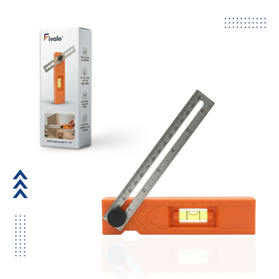 Fivalo 5-in-1 Precision Multi-Gauge woodworking layout tool with orange body.