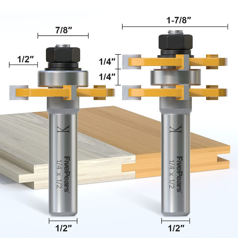 Tongue and Groove Router Bit Set 2 τεμ