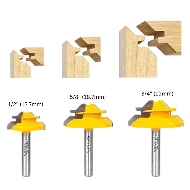 45° Lock Miter Router Bit 3pcs