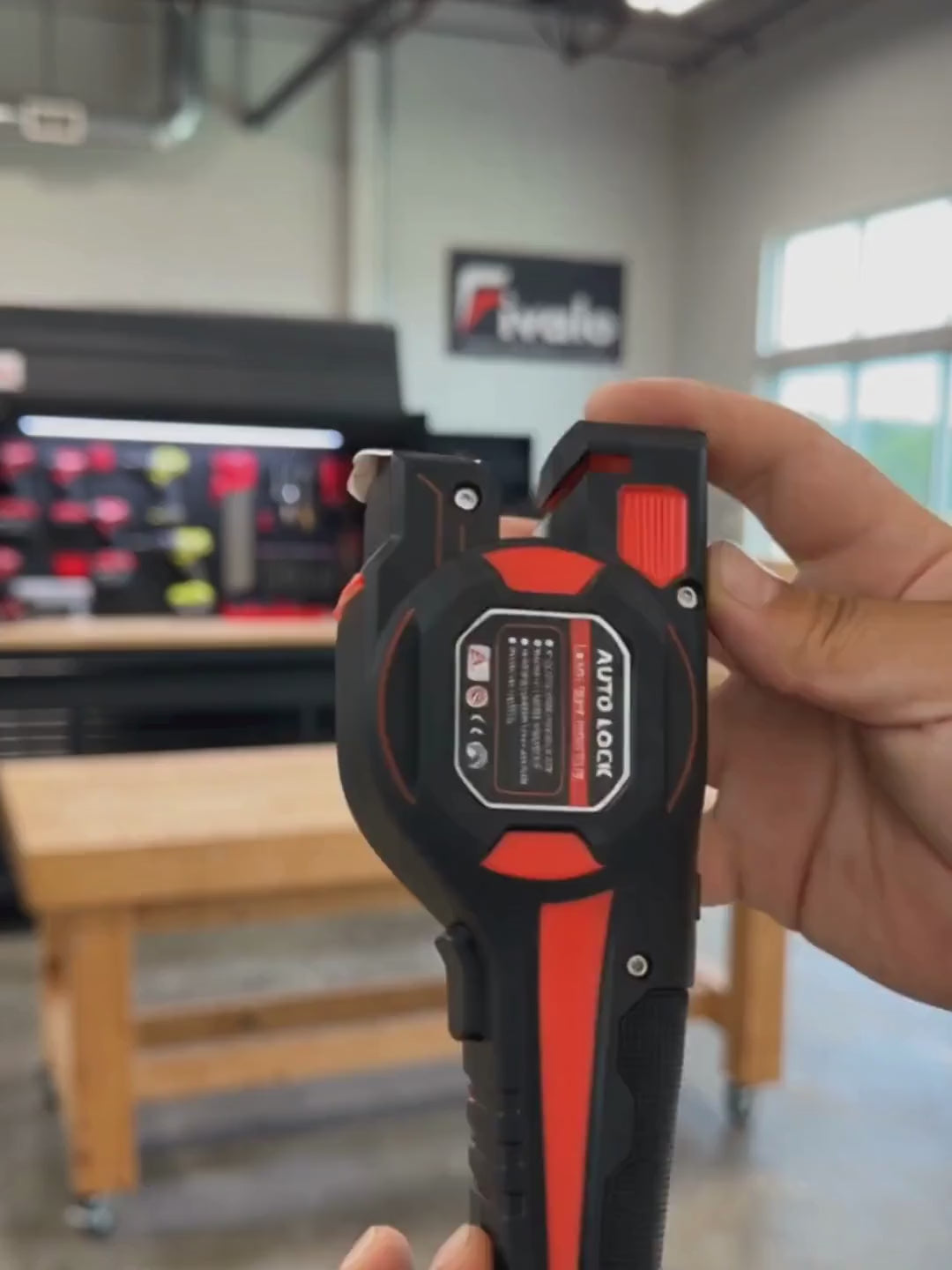 Load video: Fivalo 3-in-1 laser alignment tape measure used during cabinet installation
